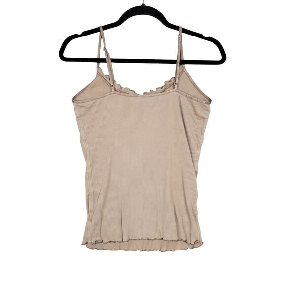 GAP Brown Y2K 2000s Lettuce Trim Fitted Ribbed Cami Fairy Camisole SIZE MEDIUM - Picture 2 of 12